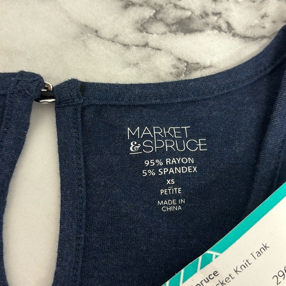 Market & Spruce Merrit One Pocket Knit Tank Top Navy Blue Size XSP NWT - Picture 3 of 4